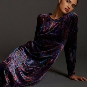 Anthropologie burnout velvet maxi dress